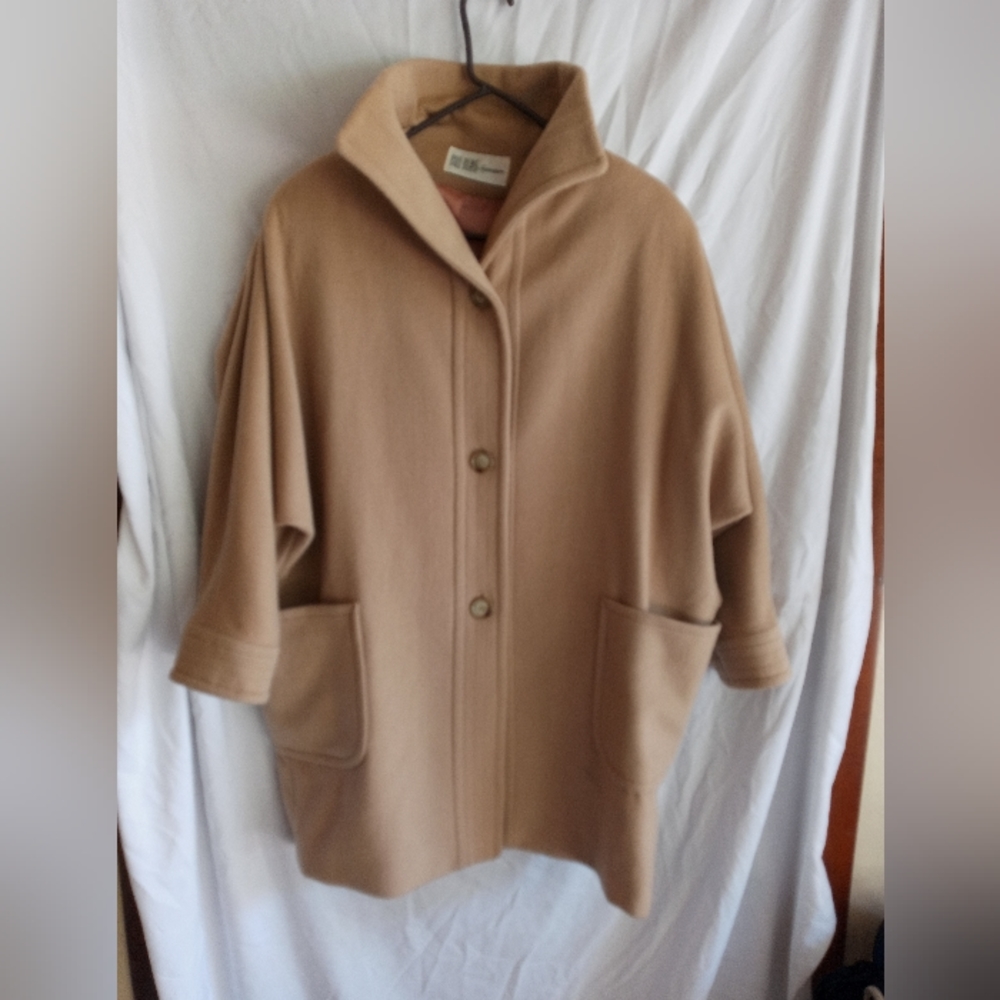 Bill Blass Wool Pea Coat Tan Cream